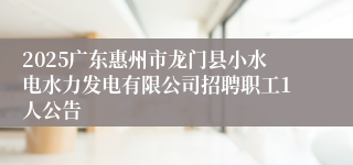 2025广东惠州市龙门县小水电水力发电有限公司招聘职工1人公告