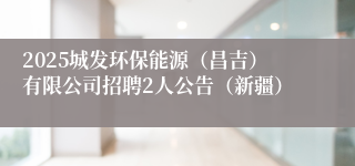 2025城发环保能源(昌吉)有限公司招聘2人公告(新疆)