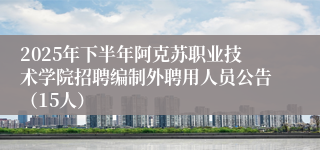 2025年下半年阿克苏职业技术学院招聘编制外聘用人员公告(15人)