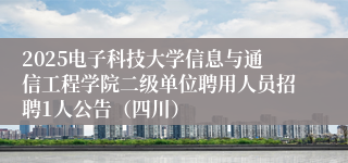 2025电子科技大学信息与通信工程学院二级单位聘用人员招聘1人公告（四川）