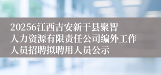 20256江西吉安新干县聚智人力资源有限责任公司编外工作人员招聘拟聘用人员公示