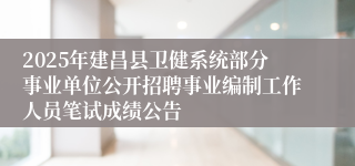 2025年建昌县卫健系统部分事业单位公开招聘事业编制工作人员笔试成绩公告