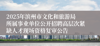 2025年滨州市文化和旅游局所属事业单位公开招聘高层次紧缺人才现场资格复审公告