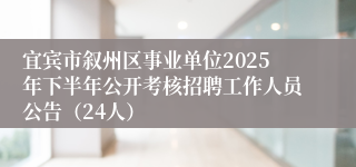 宜宾市叙州区事业单位2025年下半年公开考核招聘工作人员公告（24人）