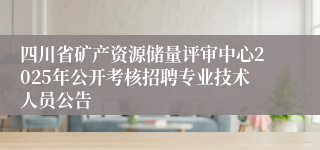 四川省矿产资源储量评审中心2025年公开考核招聘专业技术人员公告