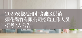 2025安徽池州市贵池区供销烟花爆竹有限公司招聘工作人员招考2人公告