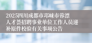 2025四川成都市邛崃市蓉漂人才荟招聘事业单位工作人员递补原件校验有关事项公告