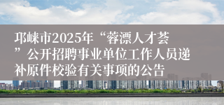 邛崃市2025年“蓉漂人才荟”公开招聘事业单位工作人员递补原件校验有关事项的公告