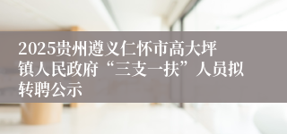 2025贵州遵义仁怀市高大坪镇人民政府“三支一扶”人员拟转聘公示