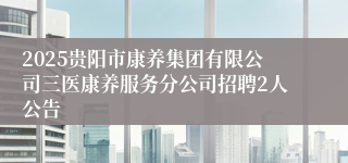 2025贵阳市康养集团有限公司三医康养服务分公司招聘2人公告