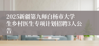 2025新疆第九师白杨市大学生乡村医生专项计划招聘3人公告
