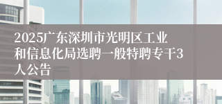 2025广东深圳市光明区工业和信息化局选聘一般特聘专干3人公告