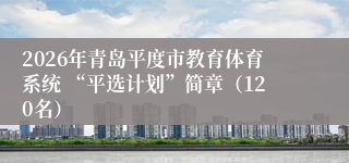 2026年青岛平度市教育体育系统 “平选计划”简章(120名)