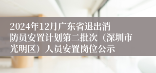 2024年12月广东省退出消防员安置计划第二批次(深圳市光明区)人员安置岗位公示