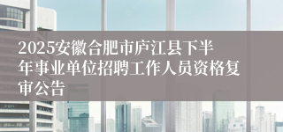 2025安徽合肥市庐江县下半年事业单位招聘工作人员资格复审公告