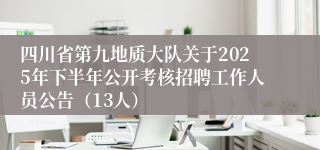 四川省第九地质大队关于2025年下半年公开考核招聘工作人员公告（13人）
