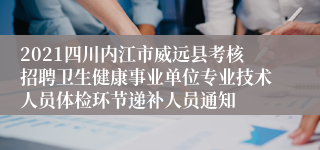 2021四川内江市威远县考核招聘卫生健康事业单位专业技术人员体检环节递补人员通知