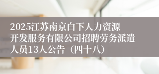 2025江苏南京白下人力资源开发服务有限公司招聘劳务派遣人员13人公告（四十八）