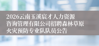 2026云南玉溪宸才人力资源咨询管理有限公司招聘森林草原火灾预防专业队队员公告