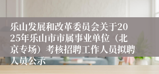 乐山发展和改革委员会关于2025年乐山市市属事业单位(北京专场)考核招聘工作人员拟聘人员公示
