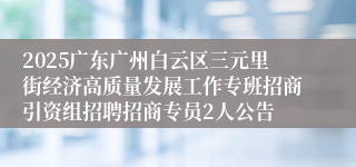 2025广东广州白云区三元里街经济高质量发展工作专班招商引资组招聘招商专员2人公告