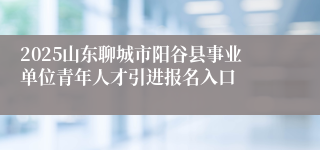 2025山东聊城市阳谷县事业单位青年人才引进报名入口