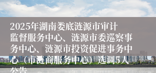 2025年湖南娄底涟源市审计监督服务中心、涟源市委巡察事务中心、涟源市投资促进事务中心（市涟商服务中心）选调5人公告
