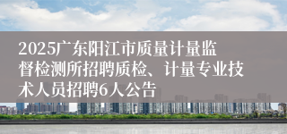 2025广东阳江市质量计量监督检测所招聘质检、计量专业技术人员招聘6人公告