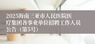 2025海南三亚市人民医院医疗集团各事业单位招聘工作人员公告（第5号）