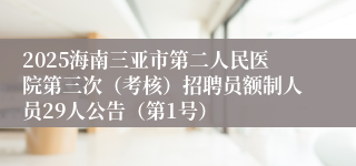 2025海南三亚市第二人民医院第三次（考核）招聘员额制人员29人公告（第1号）