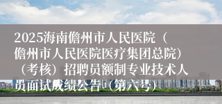 2025海南儋州市人民医院（儋州市人民医院医疗集团总院）（考核）招聘员额制专业技术人员面试成绩公告（第六号）