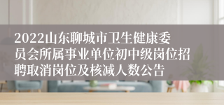 2022山东聊城市卫生健康委员会所属事业单位初中级岗位招聘取消岗位及核减人数公告