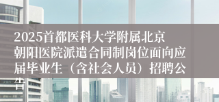 2025首都医科大学附属北京朝阳医院派遣合同制岗位面向应届毕业生（含社会人员）招聘公告