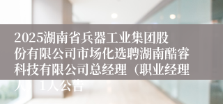 2025湖南省兵器工业集团股份有限公司市场化选聘湖南酷睿科技有限公司总经理（职业经理人）1人公告