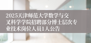 2025天津师范大学数学与交叉科学学院招聘部分博士层次专业技术岗位人员1人公告