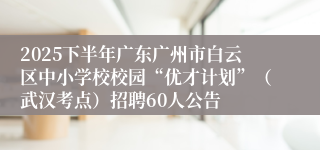 2025下半年广东广州市白云区中小学校校园“优才计划”(武汉考点)招聘60人公告
