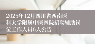 2025年12月四川省西南医科大学附属中医医院招聘辅助岗位工作人员6人公告