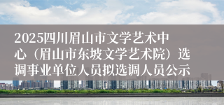 2025四川眉山市文学艺术中心（眉山市东坡文学艺术院）选调事业单位人员拟选调人员公示
