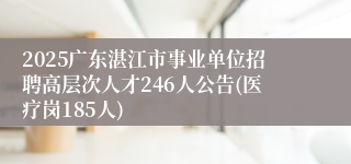 2025广东湛江市事业单位招聘高层次人才246人公告(医疗岗185人)