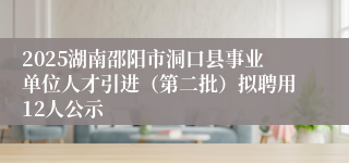 2025湖南邵阳市洞口县事业单位人才引进(第二批)拟聘用12人公示