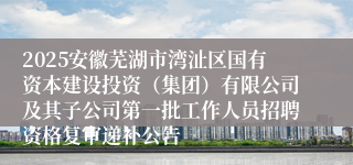2025安徽芜湖市湾沚区国有资本建设投资(集团)有限公司及其子公司第一批工作人员招聘资格复审递补公告