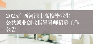 2025广西河池市高校毕业生公共就业创业指导导师招募工作公告