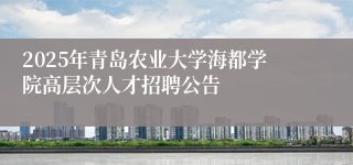 2025年青岛农业大学海都学院高层次人才招聘公告