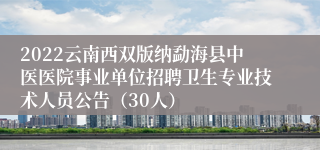 2022云南西双版纳勐海县中医医院事业单位招聘卫生专业技术人员公告（30人）