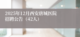 2025年12月西安唐城医院招聘公告（42人）