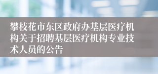 攀枝花市东区政府办基层医疗机构关于招聘基层医疗机构专业技术人员的公告