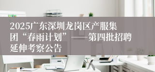 2025广东深圳龙岗区产服集团“春雨计划”――第四批招聘延伸考察公告