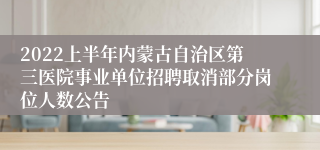 2022上半年内蒙古自治区第三医院事业单位招聘取消部分岗位人数公告