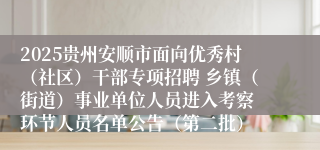 2025贵州安顺市面向优秀村（社区）干部专项招聘 乡镇（街道）事业单位人员进入考察 环节人员名单公告（第二批）