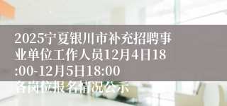2025宁夏银川市补充招聘事业单位工作人员12月4日18:00-12月5日18:00各岗位报名情况公示